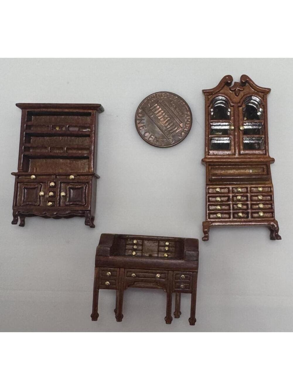 Micro Miniature Furniture Dollhouse Desk Armoire Buffet Bookshelf Furniture